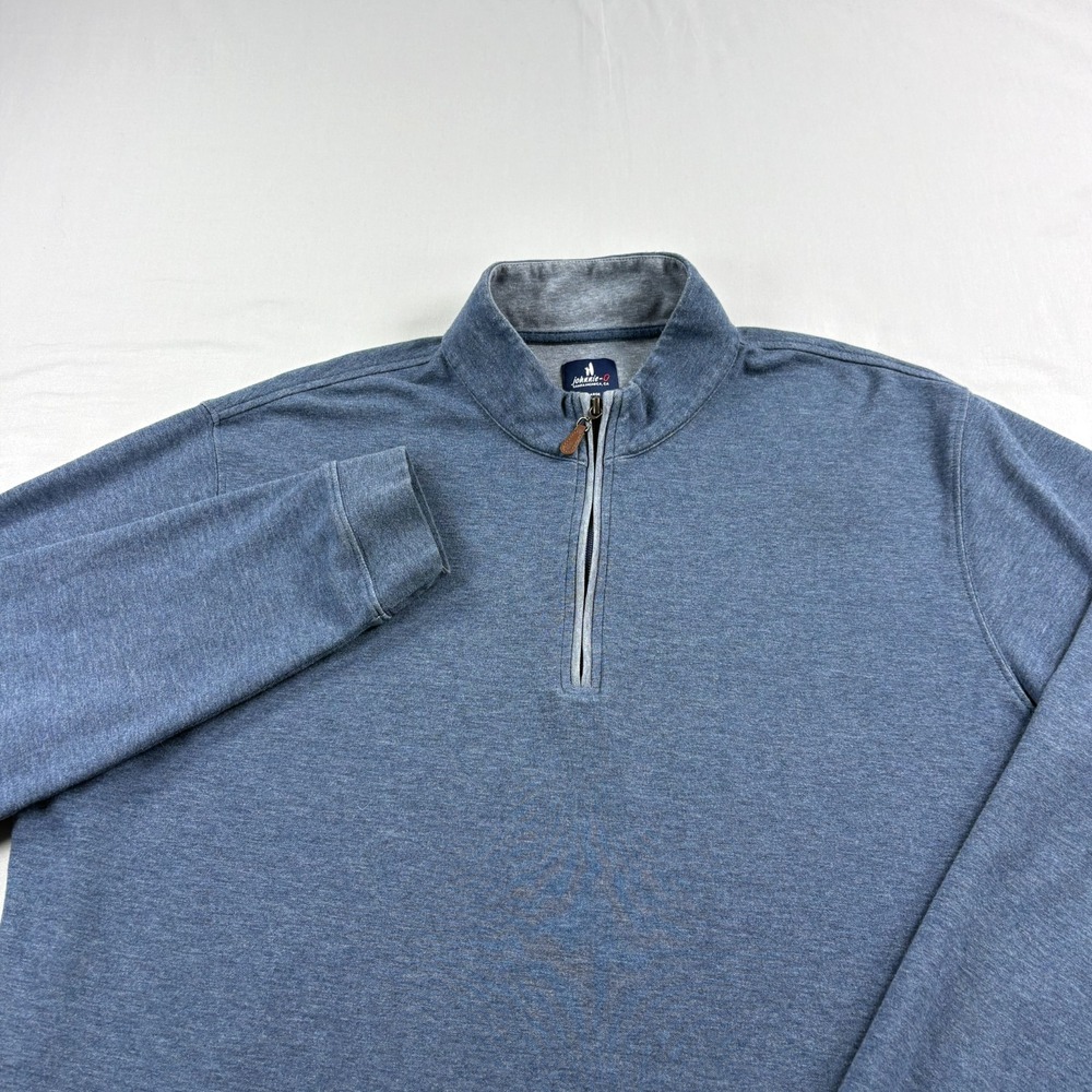 Johnnie-O Sweater Mens XL Blue Sully 1/4 Zip Pullover Cotton Stretch Golf Casual